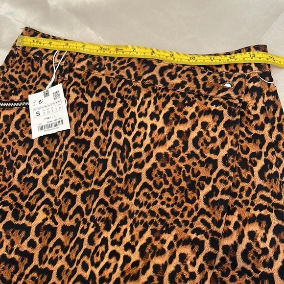 NWT Zara Animal Print Skort Metal Zipper Skirt Shorts Leopard Print Mini - Picture 5 of 6